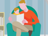 father reading to baby