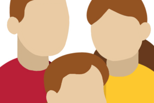 This image shows a family including a father, mother, and young boy.